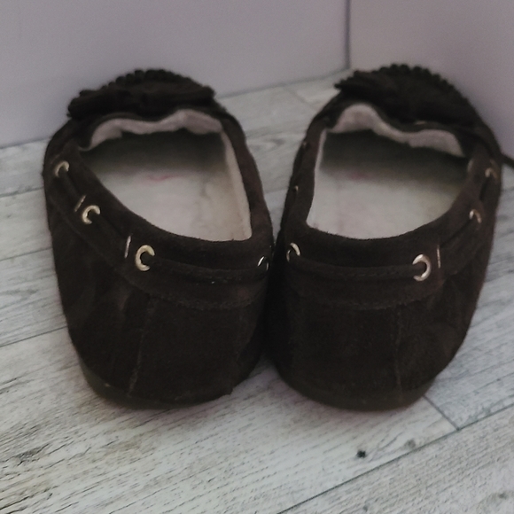 Coach Flats Moccasin Shoes Brown Gold Worn Once Size 6.5 Woman's - Picture 3 of 9